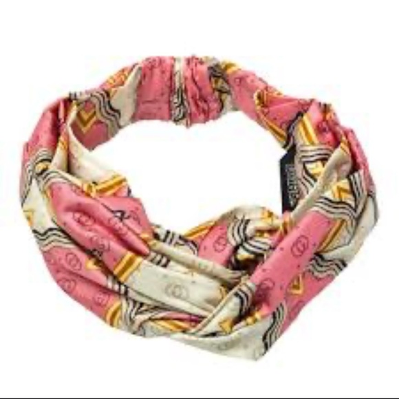 Gucci Accessories - Gucci Silk Monogram Pink Snake Headband Good Condition with Dust Bag